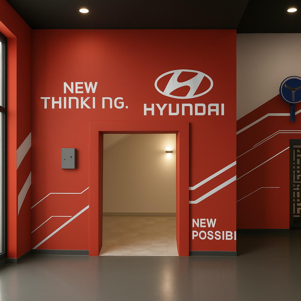 Hyundai brand wall — New Thinking, New Possibilities entrance