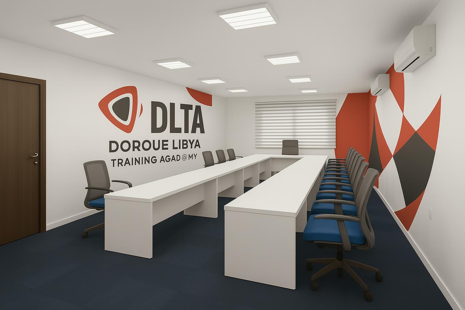 DLTA training academy room with Hyundai environmental branding